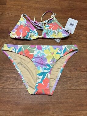 Women’s Floral Triangle Bikini Set Size Large NWT